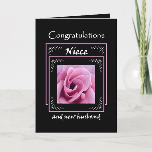 Gefeliciteerd met huwelijk NIECE - Roze Rose Kaart (Voorkant)
