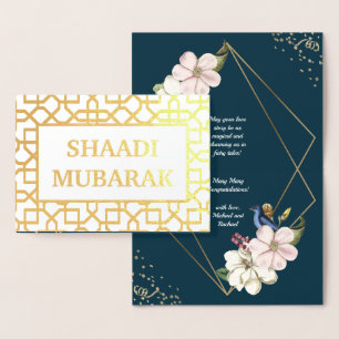 Gefeliciteerd met huwelijk Shaadi Mubarak Gold Folie Kaarten