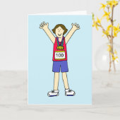 Gefeliciteerd met je 100ste marathon voor haar. kaart (Gele Bloem)