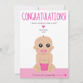 Gefeliciteerd met je 2-zijdige, grappige genderkaa aankondiging (Achterkant)