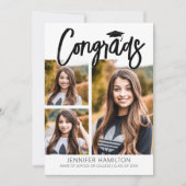 Gefeliciteerd met je 3 foto's afstudeerfeest kaart (Voorkant)