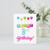 Gefeliciteerd met je 3e verjaardag briefkaart (Staand voorkant)