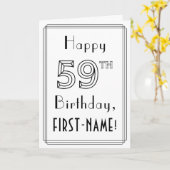 Gefeliciteerd met je 59e verjaardag, Art Deco stij Kaart (Gele Bloem)