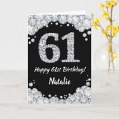 Gefeliciteerd met je 61e verjaardag Zwart en Zilve Kaart (Gele Bloem)