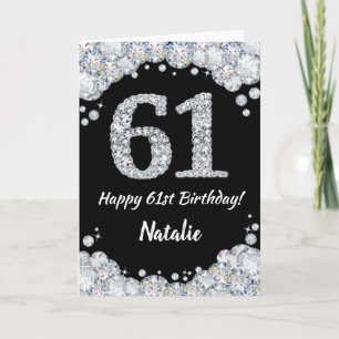 Gefeliciteerd met je 61e verjaardag Zwart en Zilve Kaart