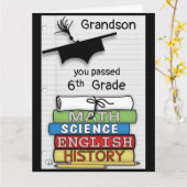 Gefeliciteerd met je 6e klas, grote boeken kaart (Gele Bloem)