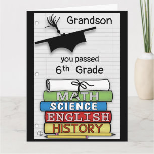 Gefeliciteerd met je 6e klas, grote boeken kaart