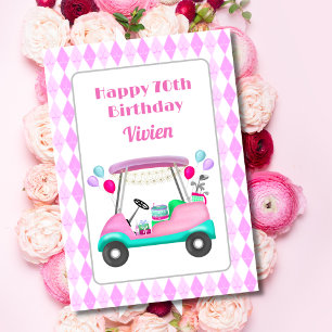 Gefeliciteerd met je 70e verjaardag Damesgolfkar  Kaart