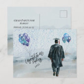 Gefeliciteerd met je afstudeerfeest zoon briefkaart (Voorkant / Achterkant)