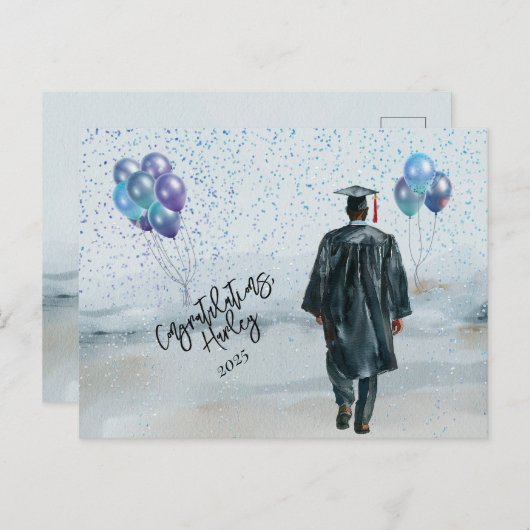 Gefeliciteerd met je afstudeerfeest zoon briefkaart (Voorkant / Achterkant)