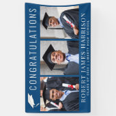 Gefeliciteerd met je afstuderen 3 Foto's Blauwe Spandoek (Verticaal)