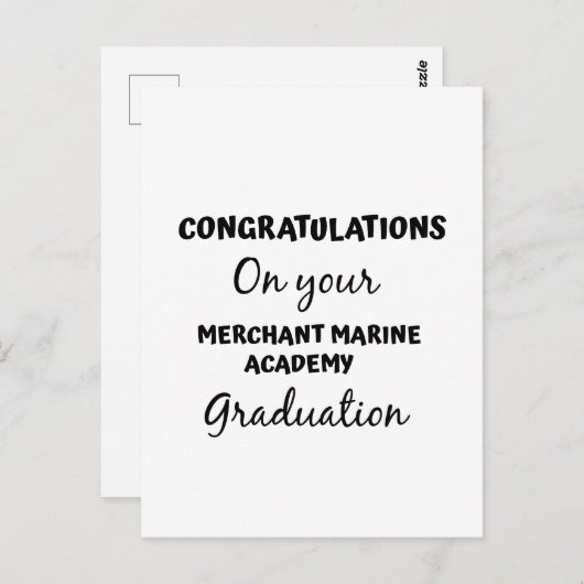 Gefeliciteerd met je afstuderen aan de koopvaardij briefkaart (Voorkant / Achterkant)