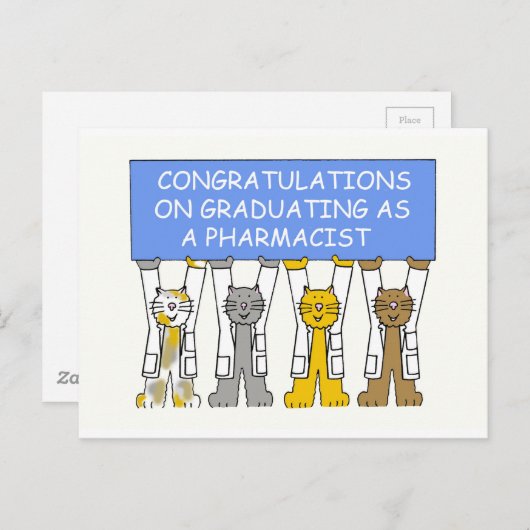 Gefeliciteerd met je afstuderen als apotheker aankondigingskaart (Voorkant / Achterkant)