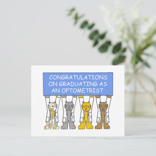 Gefeliciteerd met je afstuderen als optometrist. briefkaart (Staand voorkant)