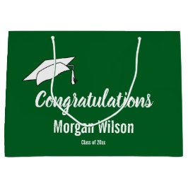 Gefeliciteerd met je Afstuderen donkergroen en wit Groot Cadeauzakje