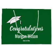 Gefeliciteerd met je Afstuderen donkergroen en wit Groot Cadeauzakje (Achterkant)