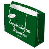 Gefeliciteerd met je Afstuderen donkergroen en wit Groot Cadeauzakje (Achterkant Gekanteld)