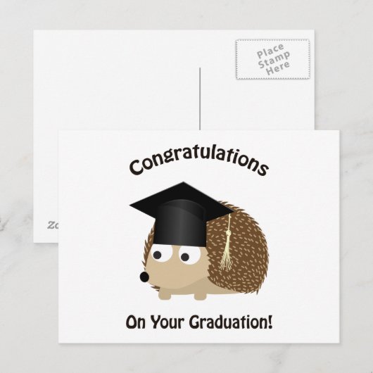 Gefeliciteerd met je Afstuderen egel Aankondigingskaart (Voorkant / Achterkant)