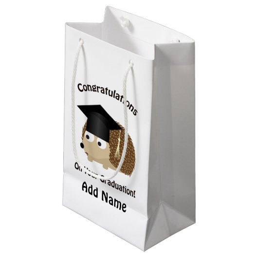 Gefeliciteerd met je Afstuderen egel Klein Cadeauzakje (Voorkant Gekanteld)