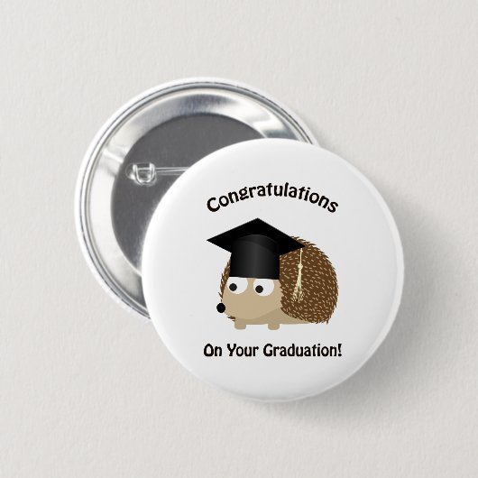 Gefeliciteerd met je Afstuderen egel Ronde Button 5,7 Cm (Voorkant /achterkant)