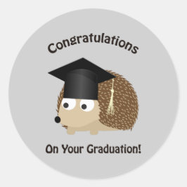 Gefeliciteerd met je Afstuderen egel Ronde Sticker