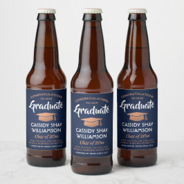 Gefeliciteerd met je afstuderen Geborsteld Navy Bl Bier Etiket