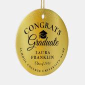 Gefeliciteerd met je afstuderen Gouden Glitter Fol Keramisch Ornament (Rechts)