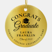 Gefeliciteerd met je afstuderen Gouden Glitter Fol Keramisch Ornament (Voorkant)