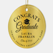 Gefeliciteerd met je afstuderen Gouden Glitter Fol Keramisch Ornament (Links)