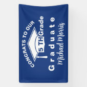 Gefeliciteerd met je afstuderen groep 5 Blauw Spandoek (Verticaal)