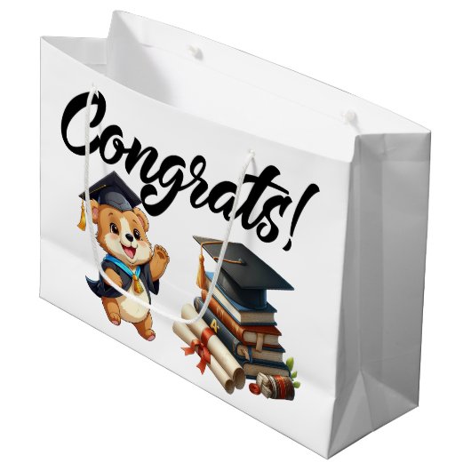 Gefeliciteerd met je afstuderen groot cadeauzakje (Voorkant Gekanteld)