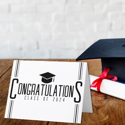 Gefeliciteerd met je afstuderen in het wit en zwar bedankkaart