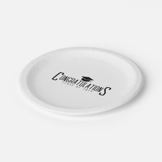 Gefeliciteerd met je afstuderen in het zwart en wi papieren bordje (Gekanteld)