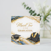 Gefeliciteerd met je afstuderen kaart | Blauw Goud (Staand voorkant)