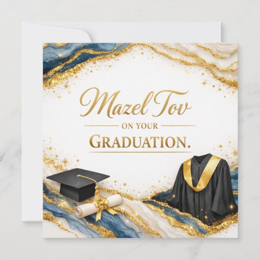 Gefeliciteerd met je afstuderen kaart | Blauw Goud (Voorkant)