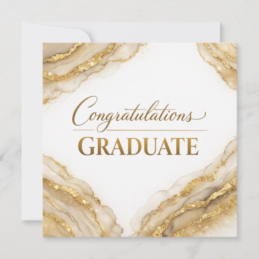 Gefeliciteerd met je afstuderen kaart | Goud Agaat (Voorkant)