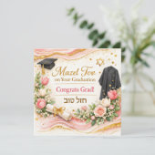 Gefeliciteerd met je afstuderen kaart | Roze Goud (Staand voorkant)