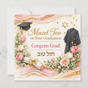 Gefeliciteerd met je afstuderen kaart   Roze Goud