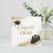 Gefeliciteerd met je afstuderen kaart | Zwart Goud (Staand voorkant)