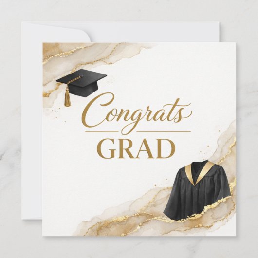 Gefeliciteerd met je afstuderen kaart | Zwart Goud (Voorkant)