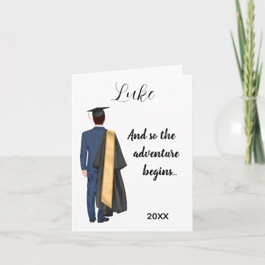 Gefeliciteerd met je afstuderen mannelijke afgestu feestdagen kaart (Voorkant)