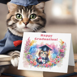 Gefeliciteerd met je afstuderen met kleine kat! kaart