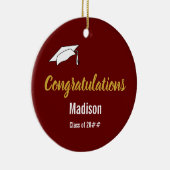 Gefeliciteerd met je Afstuderen naam op Dark Red Keramisch Ornament (Rechts)