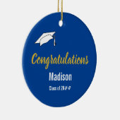 Gefeliciteerd met je Afstuderen op Deep Blue Keramisch Ornament (Rechts)