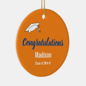 Gefeliciteerd met je Afstuderen Oranje en blauw Keramisch Ornament (Rechts)