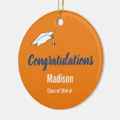 Gefeliciteerd met je Afstuderen Oranje en blauw Keramisch Ornament (Links)