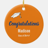Gefeliciteerd met je Afstuderen Oranje en blauw Keramisch Ornament (Achterkant)