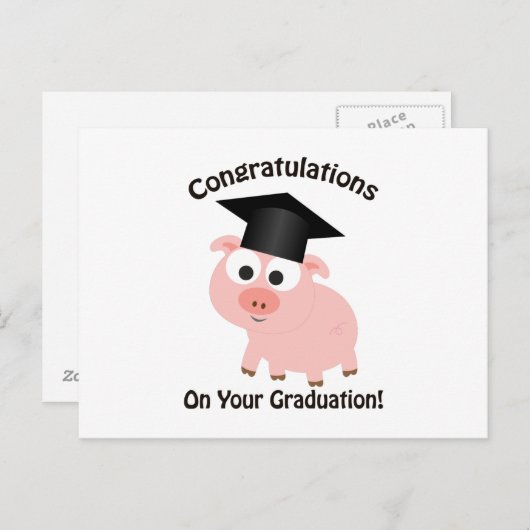 Gefeliciteerd met je Afstuderen! Varkens Briefkaart (Voorkant / Achterkant)