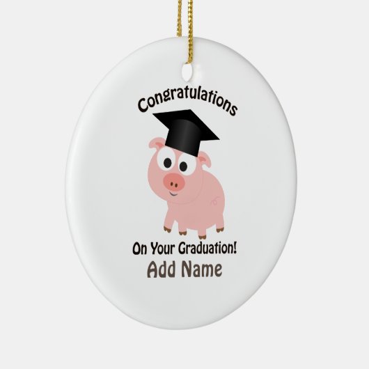 Gefeliciteerd met je Afstuderen! Varkens Keramisch Ornament (Rechts)
