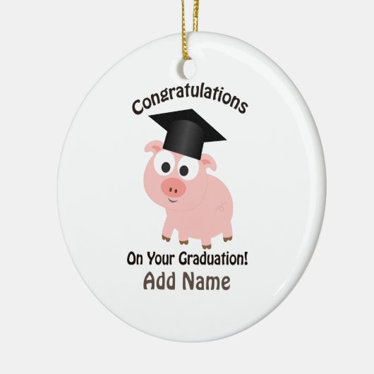 Gefeliciteerd met je Afstuderen! Varkens Keramisch Ornament (Links)